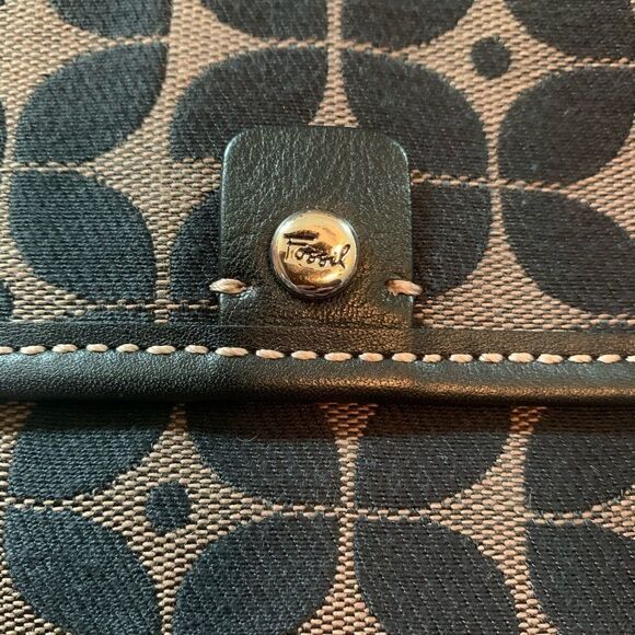 NEW Fossil crossbody bag signature canvas black/tan - Picture 10 of 15